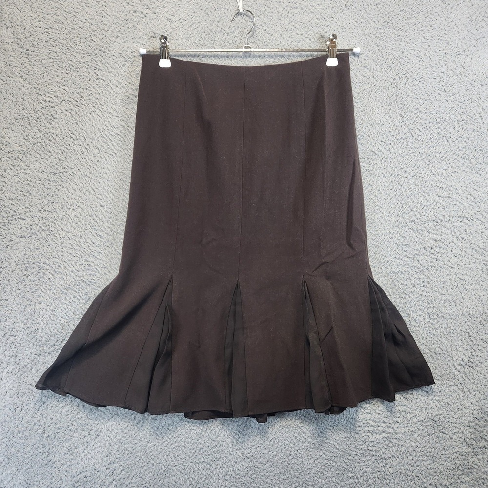 Sunny Leigh Skirt Womens 6 (Fits W29) Flared Midi Brown Zipper Business Casual
